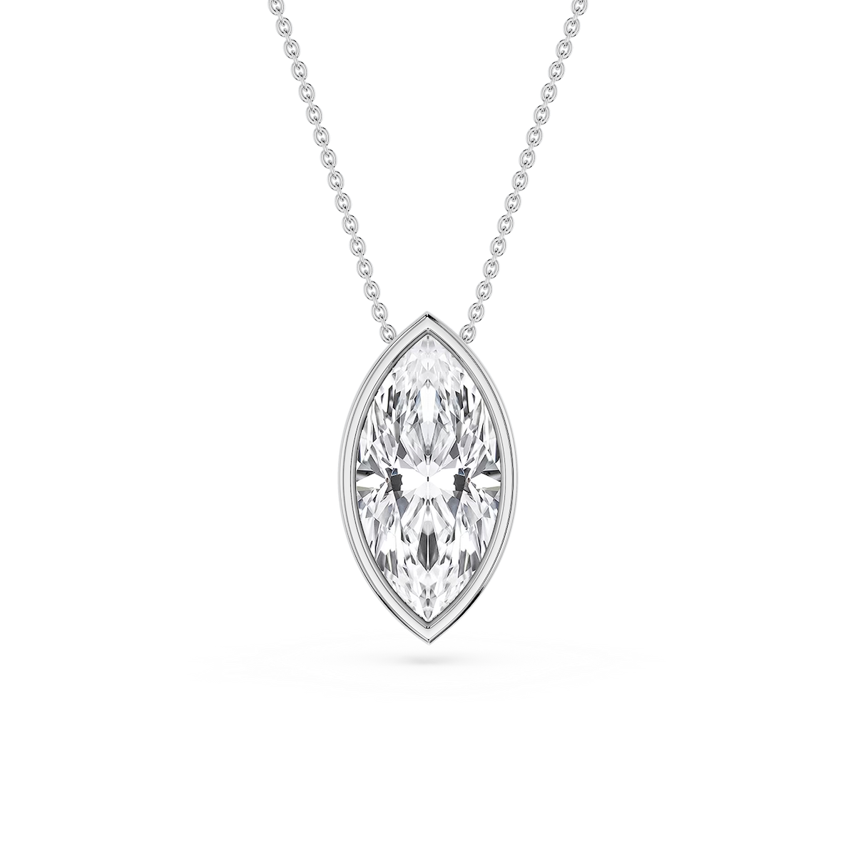 Marquise Lab Grown Diamond Bezel Solitaire Slide Pendant - 16 to 18 Inches