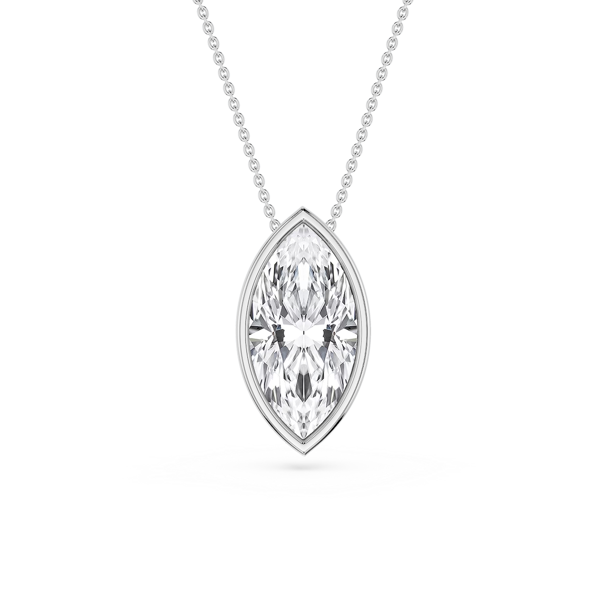 Marquise Lab Grown Diamond Bezel Solitaire Slide Pendant - 16 to 18 Inches