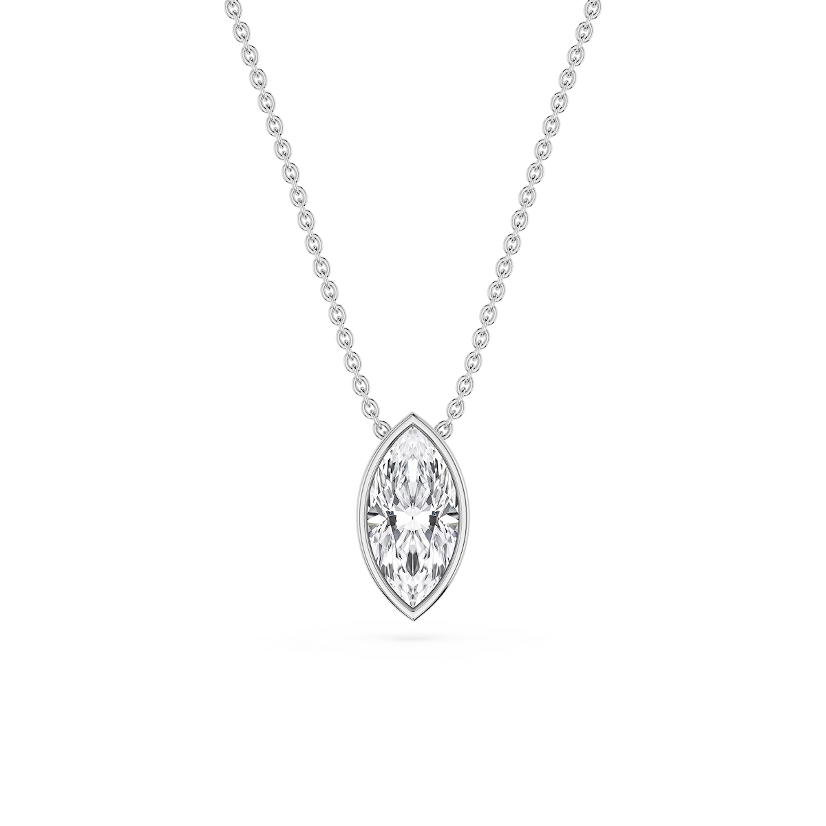 Marquise Lab Grown Diamond Bezel Solitaire Slide Pendant - 16 to 18 Inches