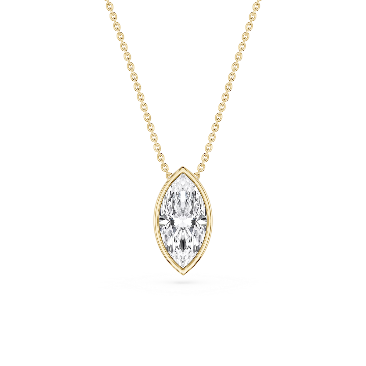 Marquise Lab Grown Diamond Bezel Solitaire Slide Pendant - 16 to 18 Inches