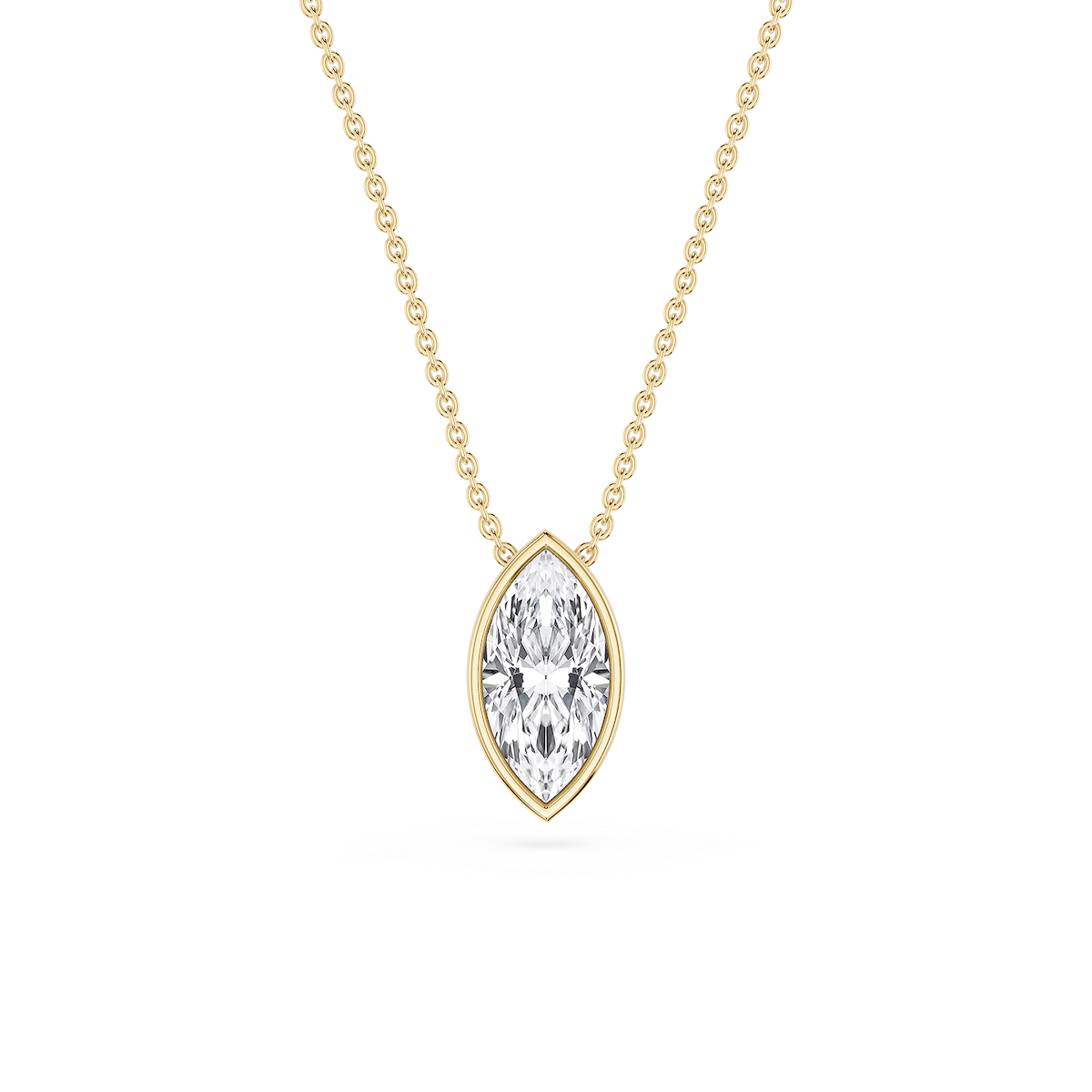 Marquise Lab Grown Diamond Bezel Solitaire Slide Pendant - 16 to 18 Inches
