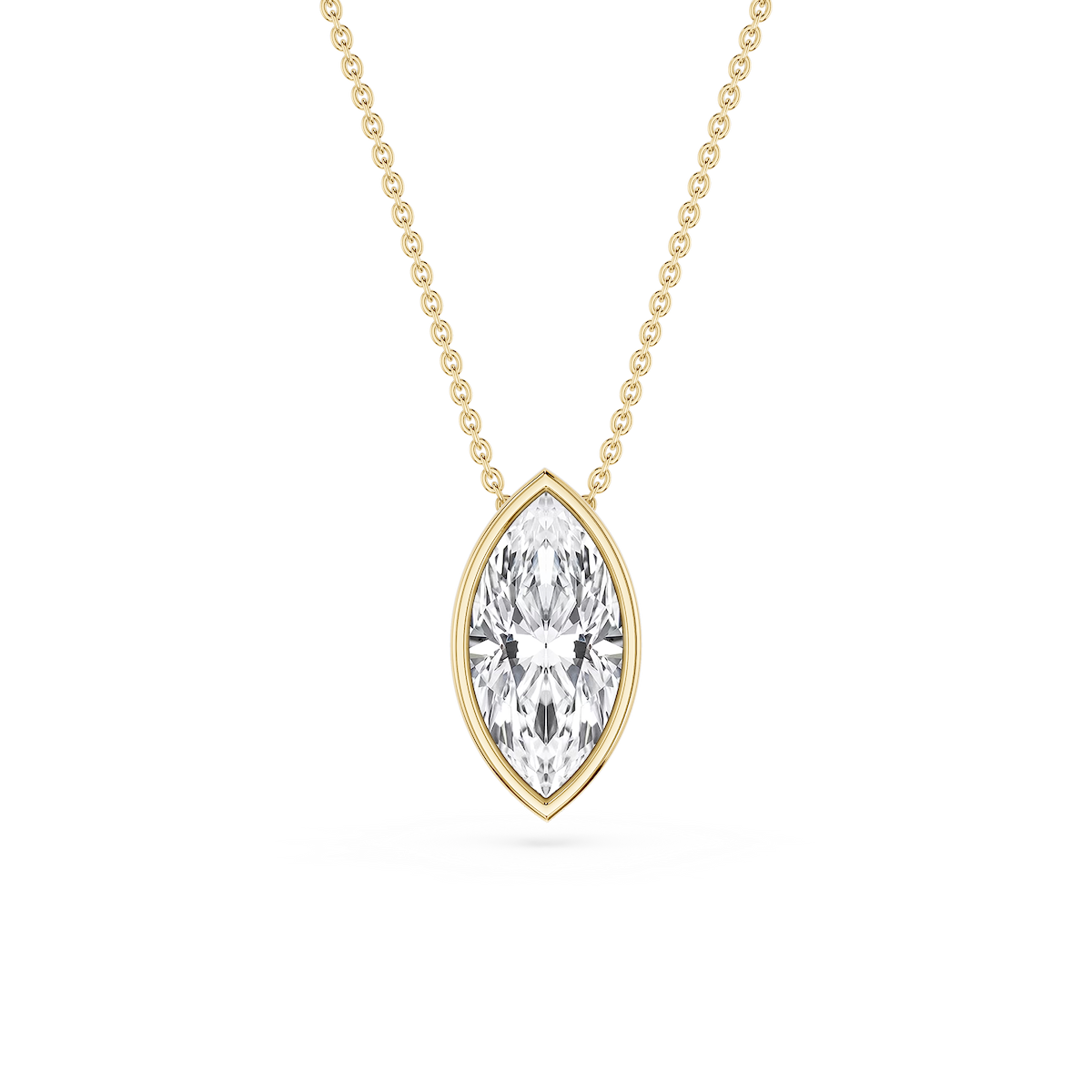 Marquise Lab Grown Diamond Bezel Solitaire Slide Pendant - 16 to 18 Inches