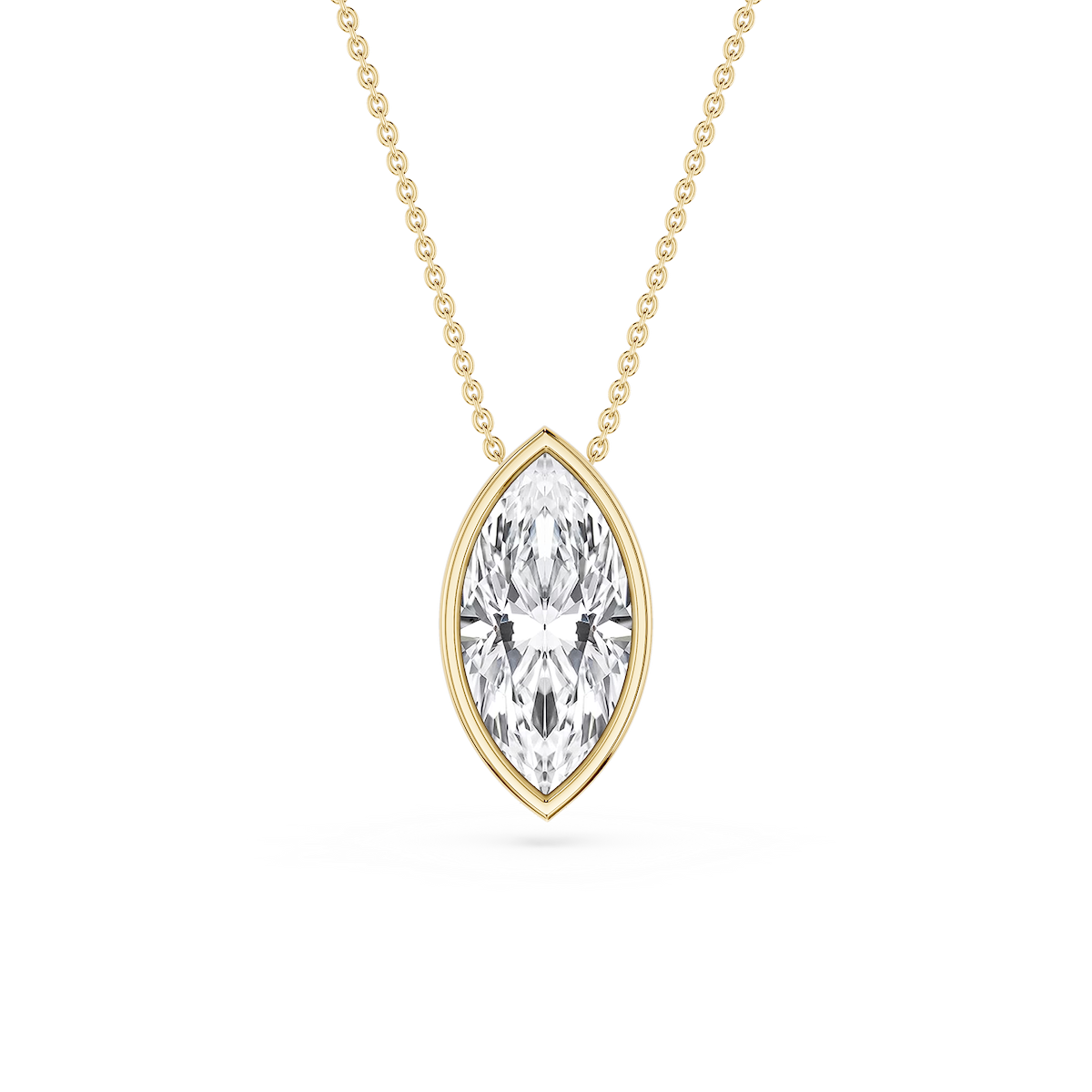 Marquise Lab Grown Diamond Bezel Solitaire Slide Pendant - 16 to 18 Inches