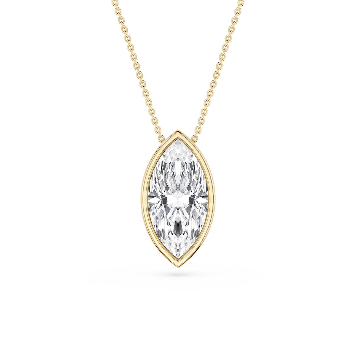 Marquise Lab Grown Diamond Bezel Solitaire Slide Pendant - 16 to 18 Inches
