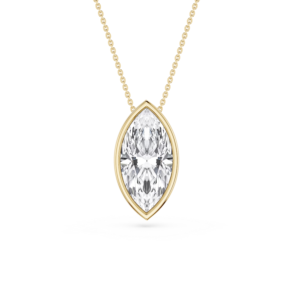 Marquise Lab Grown Diamond Bezel Solitaire Slide Pendant - 16 to 18 Inches