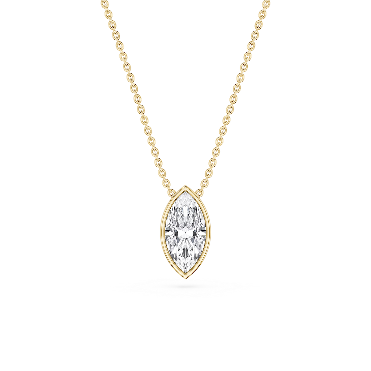 Marquise Lab Grown Diamond Bezel Solitaire Slide Pendant - 16 to 18 Inches
