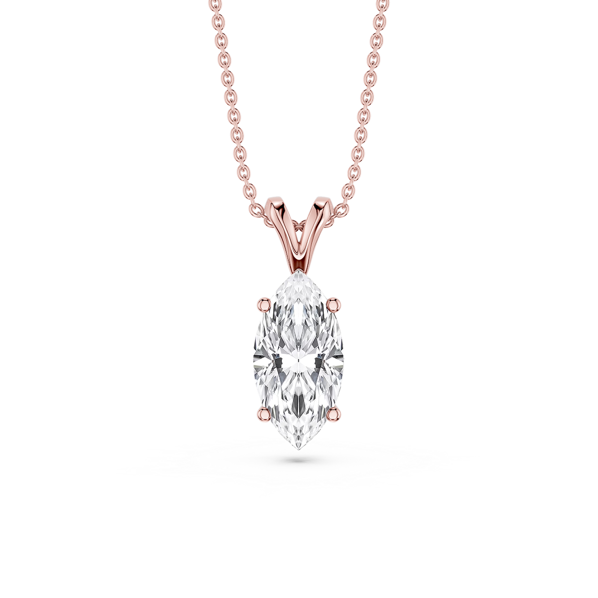 Marquise Lab Grown Diamond Double Bail Pendant - 16 to 18 Inches
