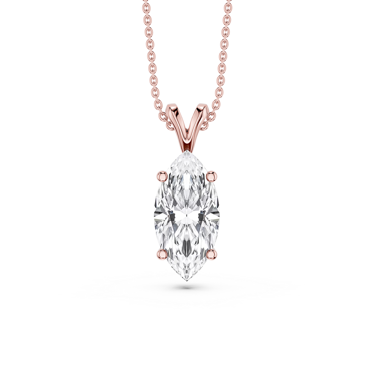 Marquise Lab Grown Diamond Double Bail Pendant - 16 to 18 Inches