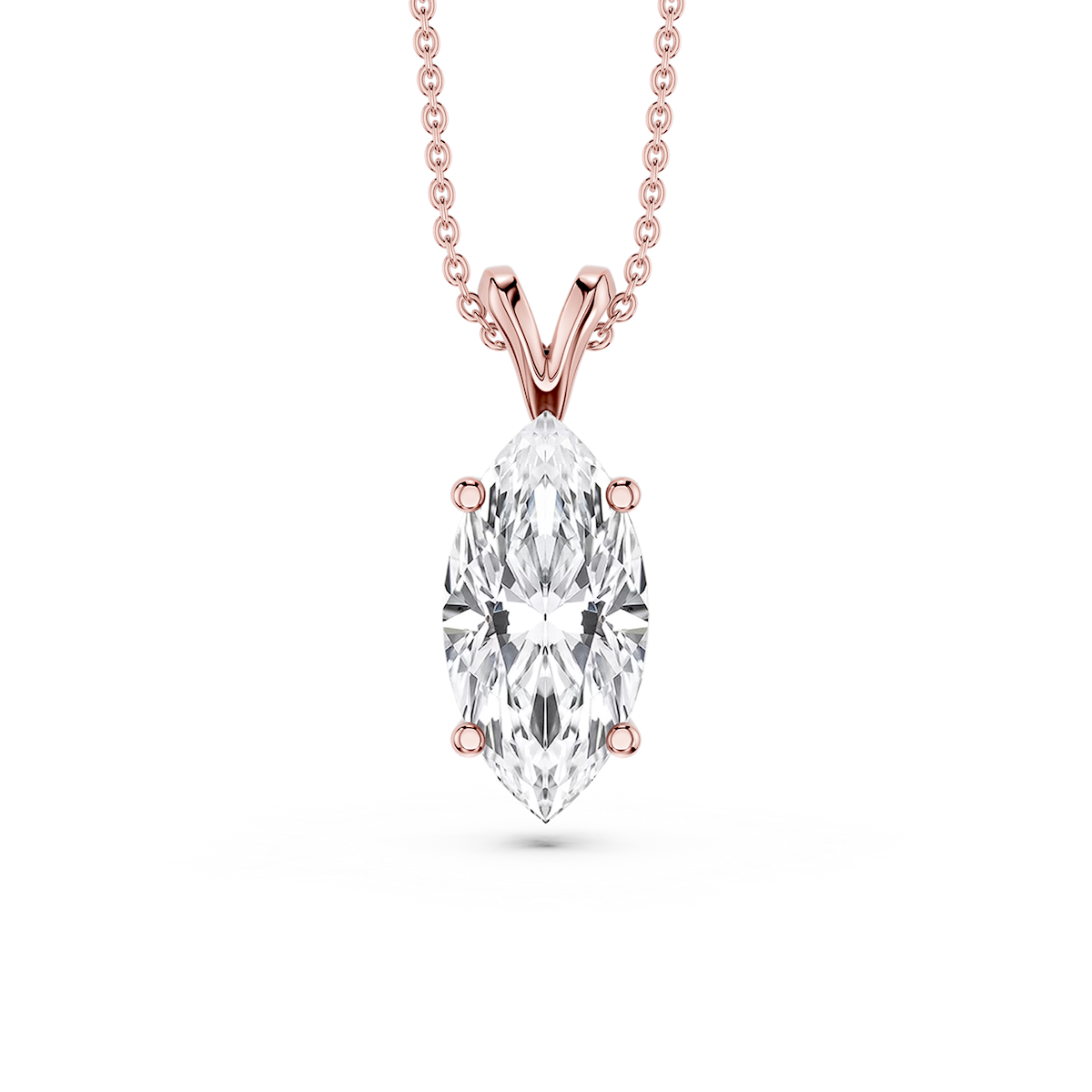 Marquise Lab Grown Diamond Double Bail Pendant - 16 to 18 Inches