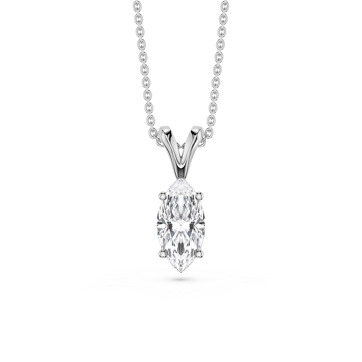 Marquise Lab Grown Diamond Double Bail Pendant - 16 to 18 Inches