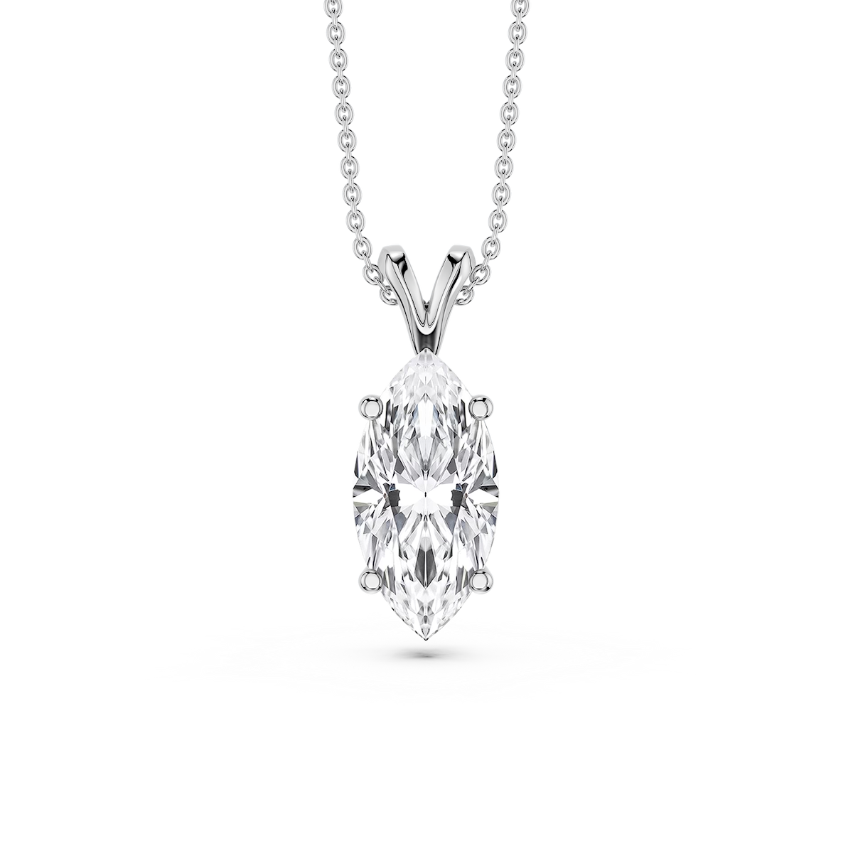 Marquise Lab Grown Diamond Double Bail Pendant - 16 to 18 Inches