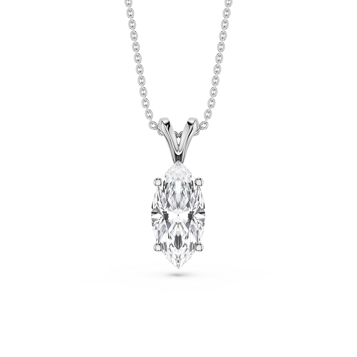 Marquise Lab Grown Diamond Double Bail Pendant - 16 to 18 Inches