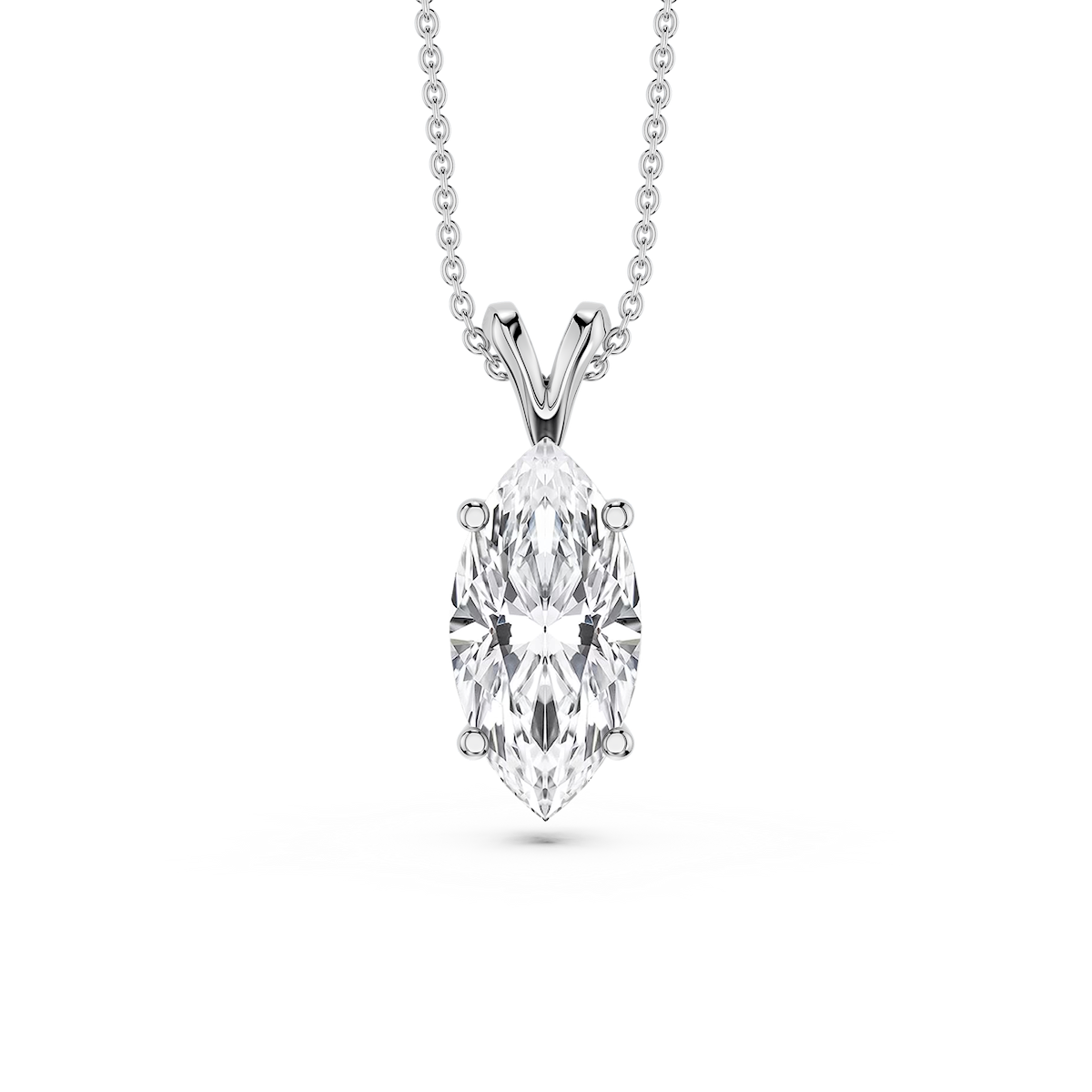 Marquise Lab Grown Diamond Double Bail Pendant - 16 to 18 Inches