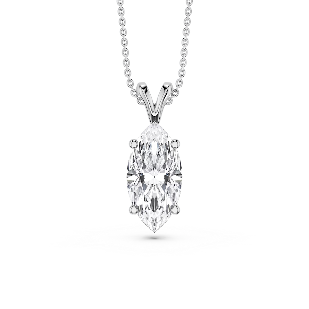 Marquise Lab Grown Diamond Double Bail Pendant - 16 to 18 Inches