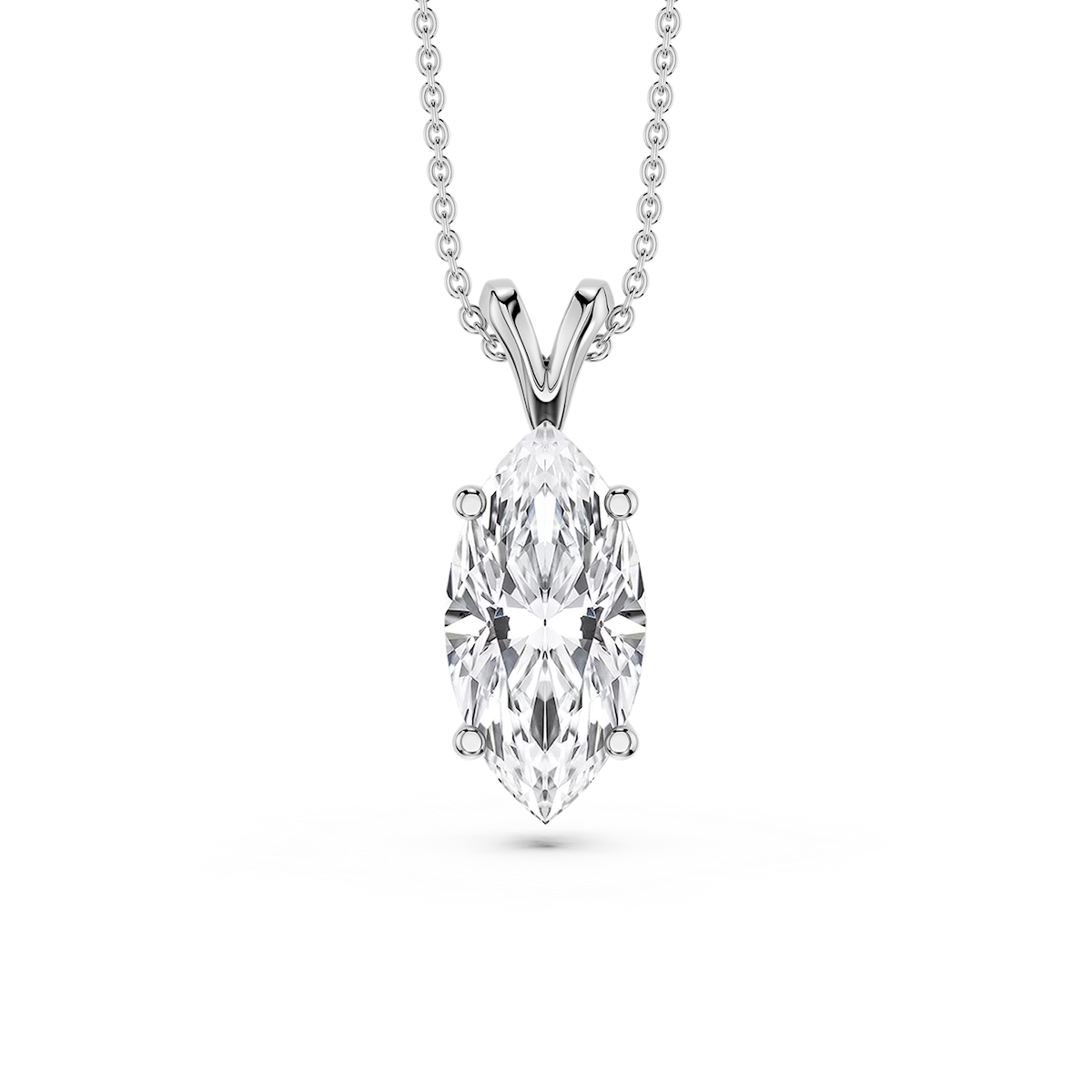 Marquise Lab Grown Diamond Double Bail Pendant - 16 to 18 Inches