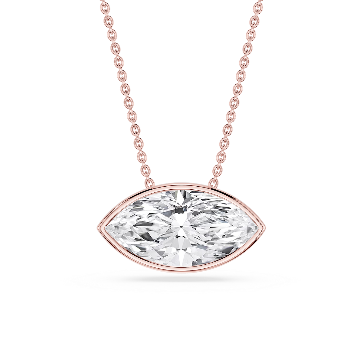 Marquise Lab Grown Diamond East West Solitaire Slide Pendant - 18 Inches