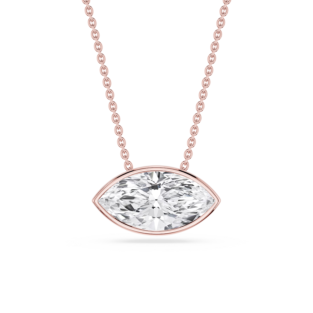 Marquise Lab Grown Diamond East West Solitaire Slide Pendant - 18 Inches