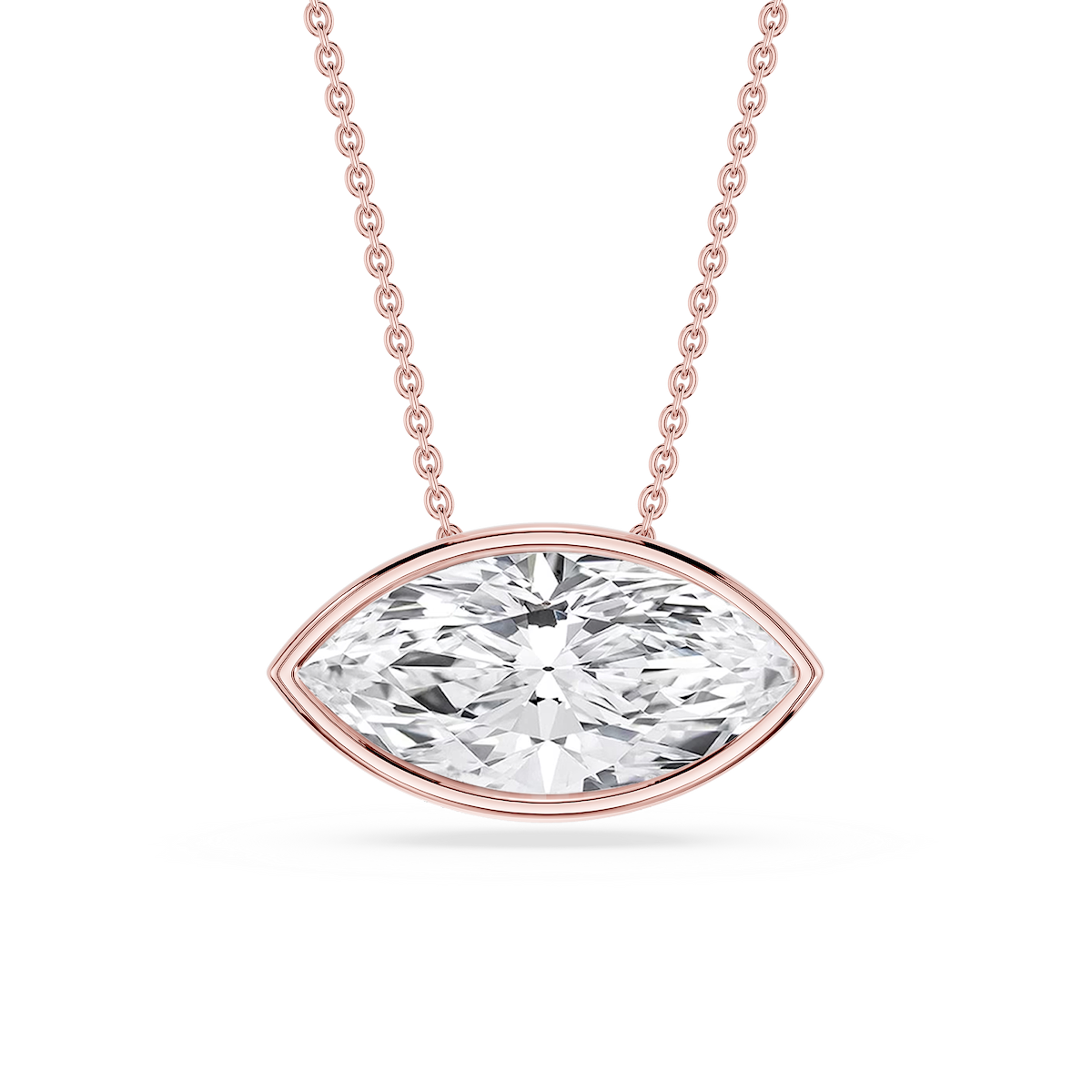 Marquise Lab Grown Diamond East West Solitaire Slide Pendant - 18 Inches