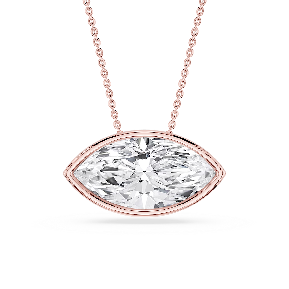 Marquise Lab Grown Diamond East West Solitaire Slide Pendant - 18 Inches