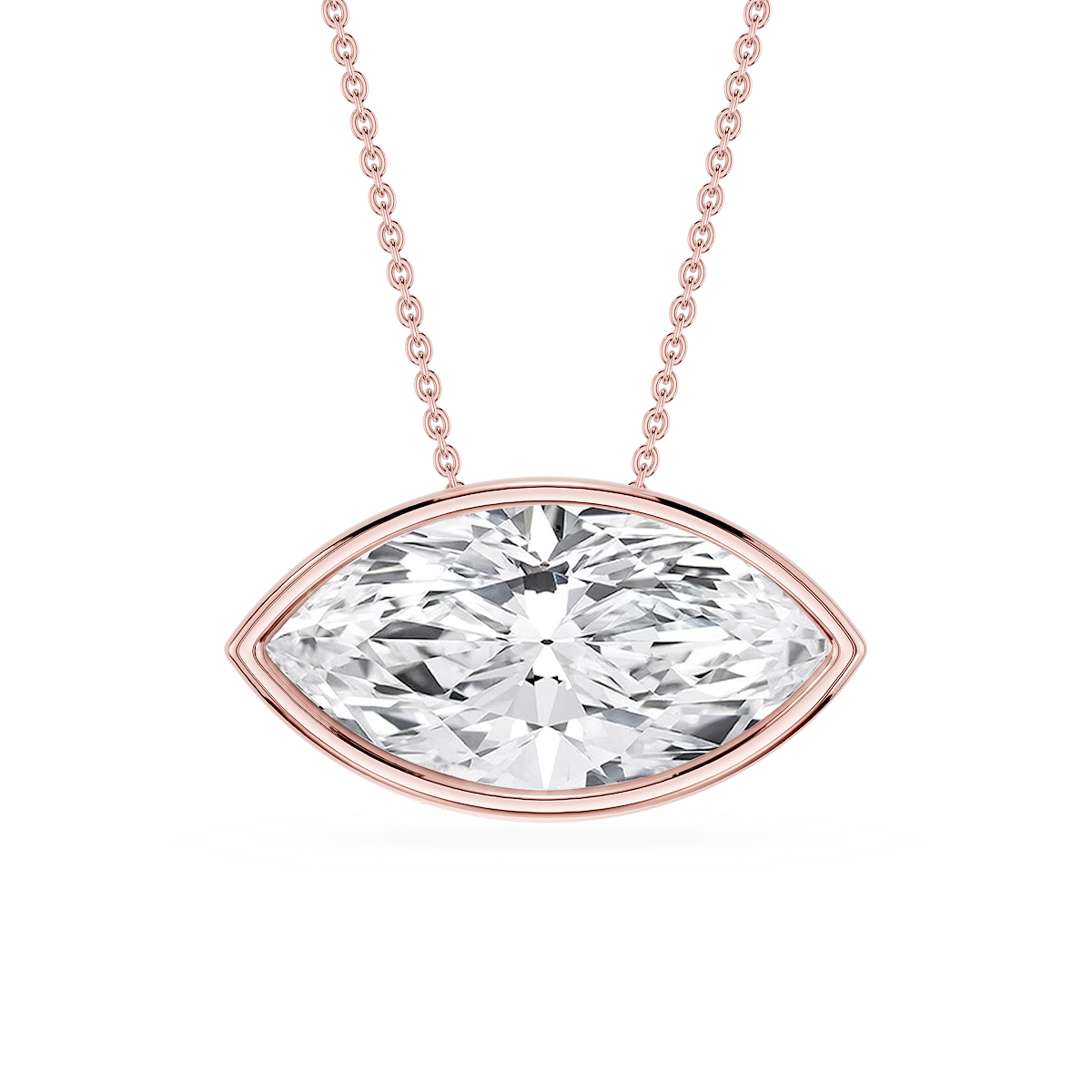 Marquise Lab Grown Diamond East West Solitaire Slide Pendant - 18 Inches