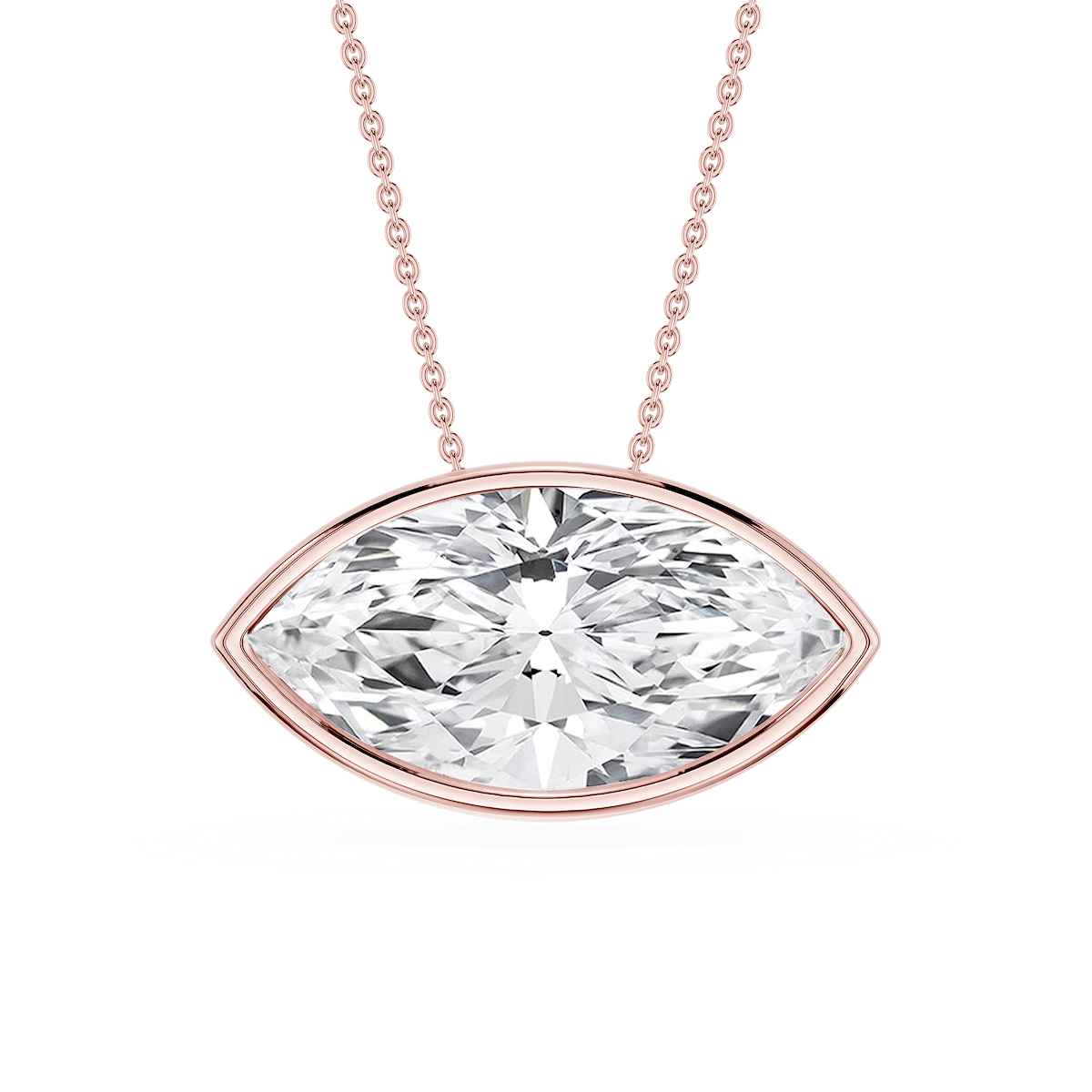 Marquise Lab Grown Diamond East West Solitaire Slide Pendant - 18 Inches