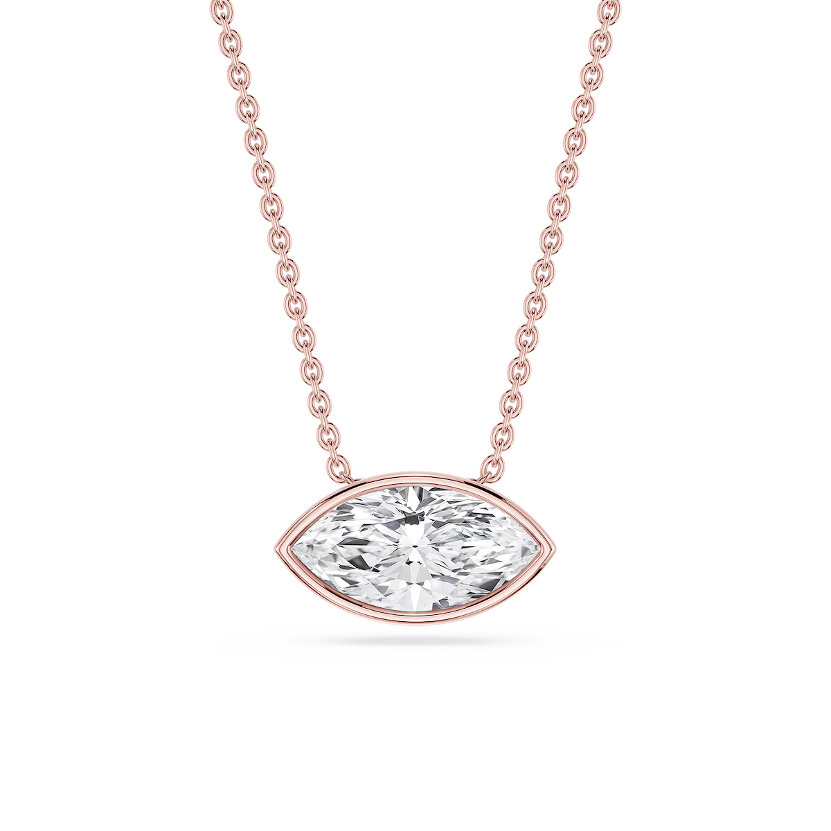 Marquise Lab Grown Diamond East West Solitaire Slide Pendant - 18 Inches