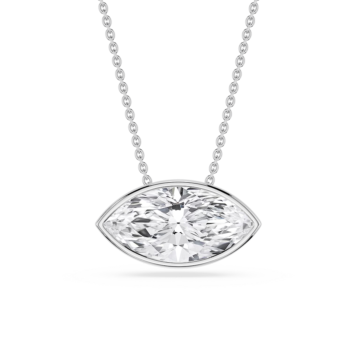 Marquise Lab Grown Diamond East West Solitaire Slide Pendant - 18 Inches