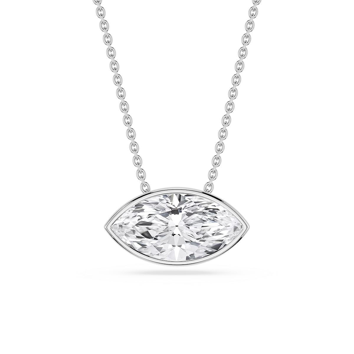 Marquise Lab Grown Diamond East West Solitaire Slide Pendant - 18 Inches