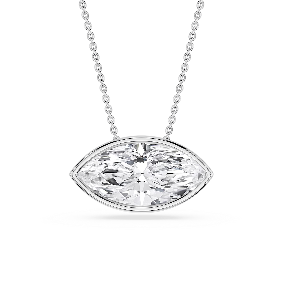 Marquise Lab Grown Diamond East West Solitaire Slide Pendant - 18 Inches