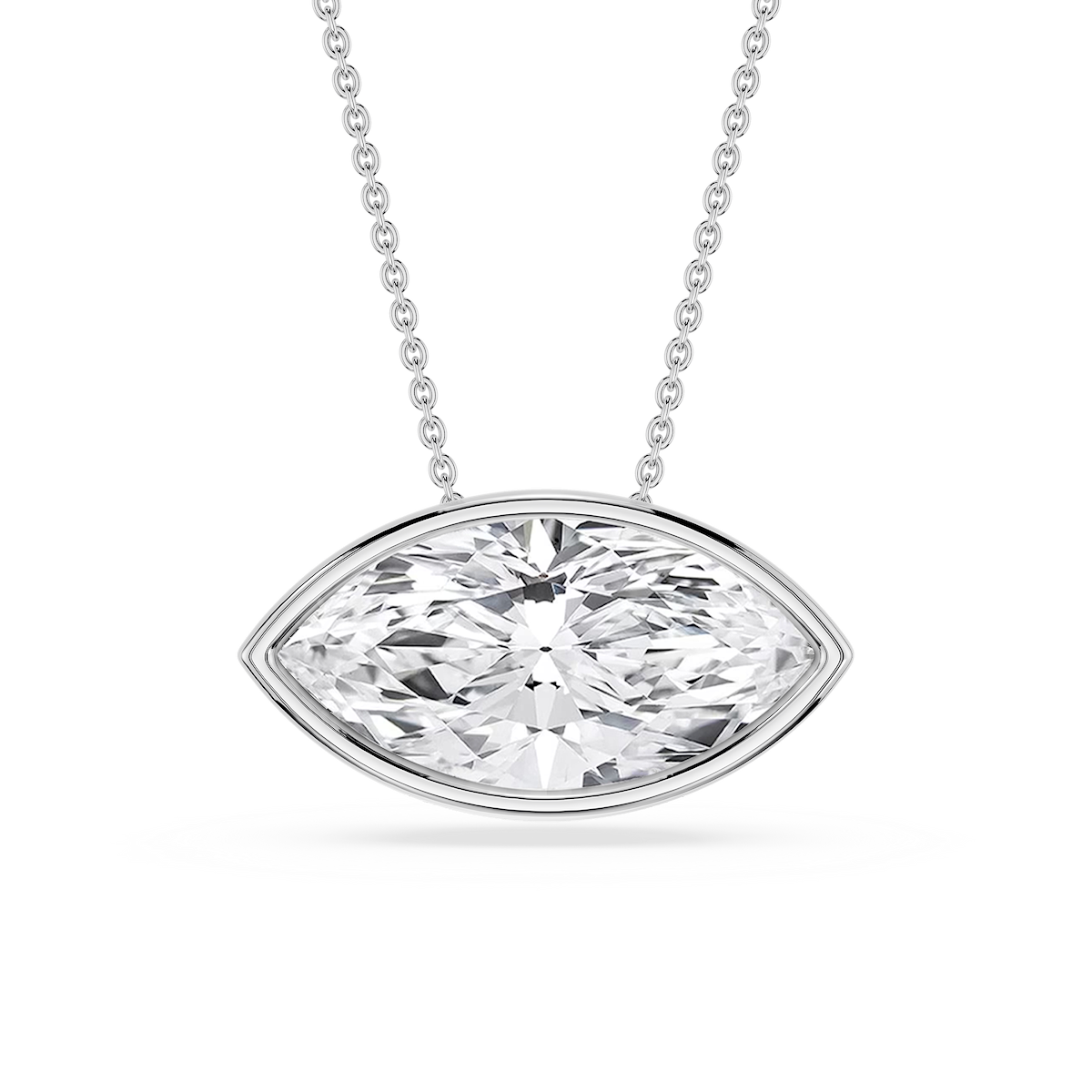 Marquise Lab Grown Diamond East West Solitaire Slide Pendant - 18 Inches
