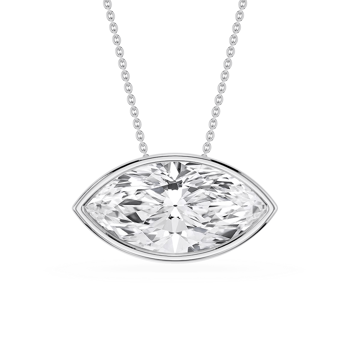 Marquise Lab Grown Diamond East West Solitaire Slide Pendant - 18 Inches
