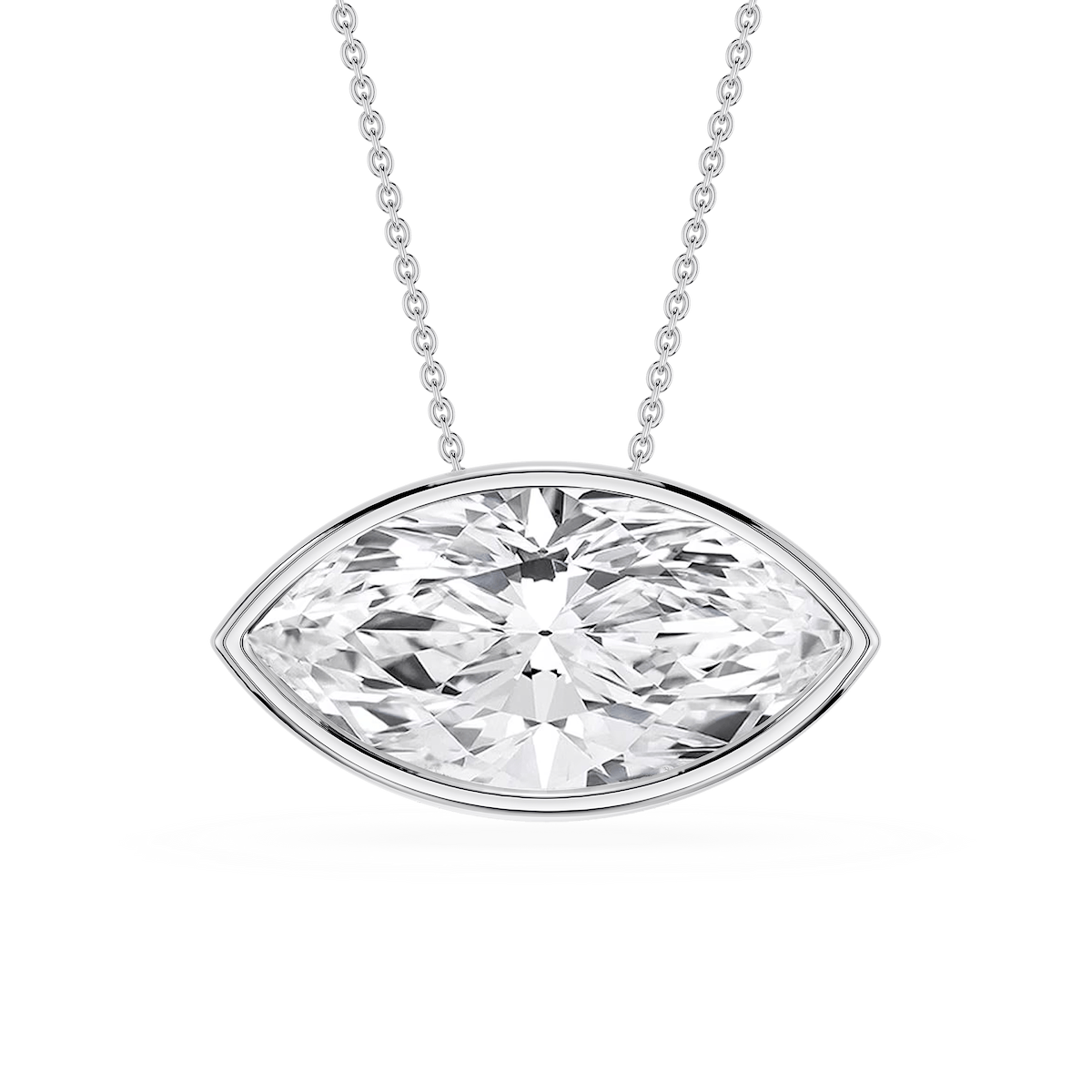 Marquise Lab Grown Diamond East West Solitaire Slide Pendant - 18 Inches