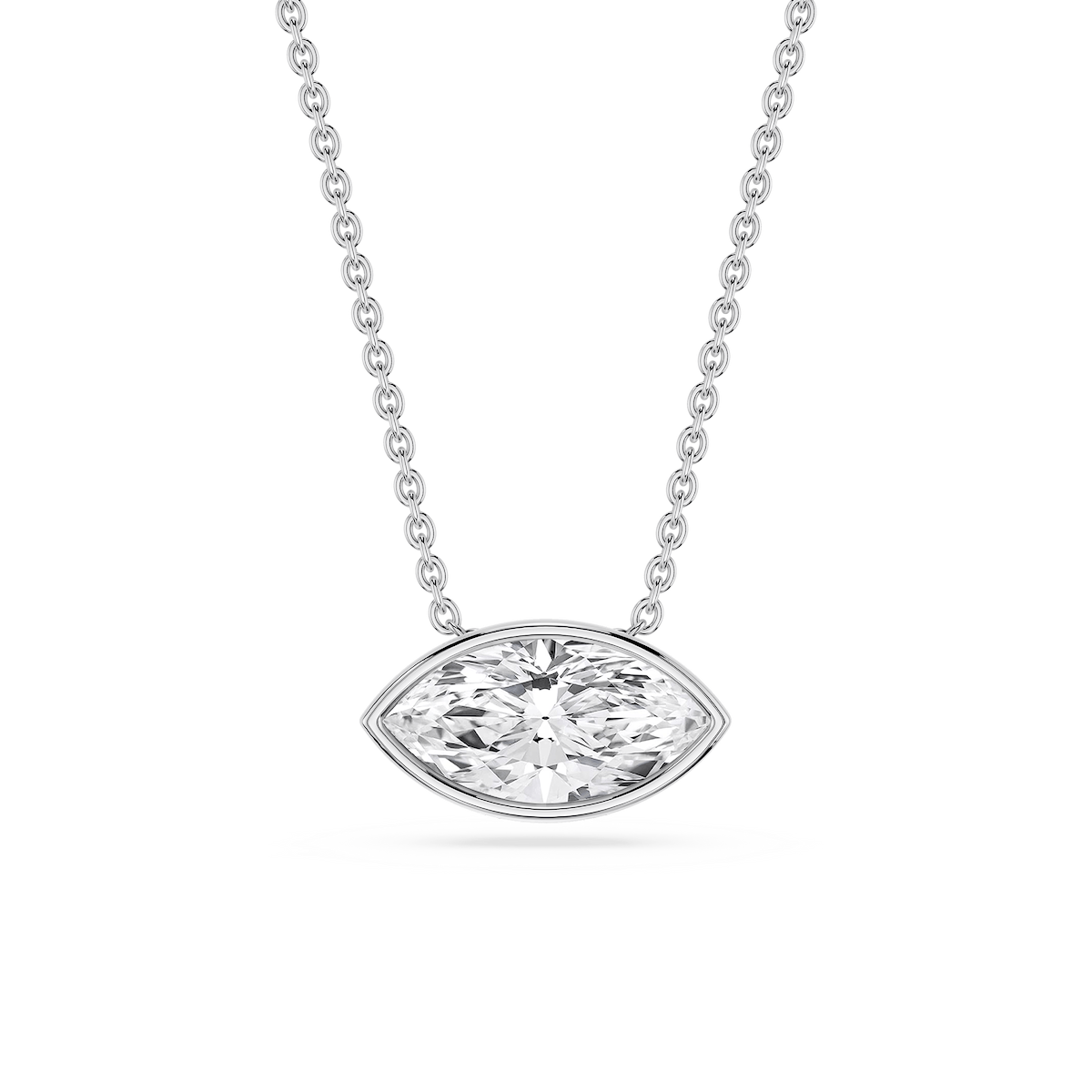 Marquise Lab Grown Diamond East West Solitaire Slide Pendant - 18 Inches