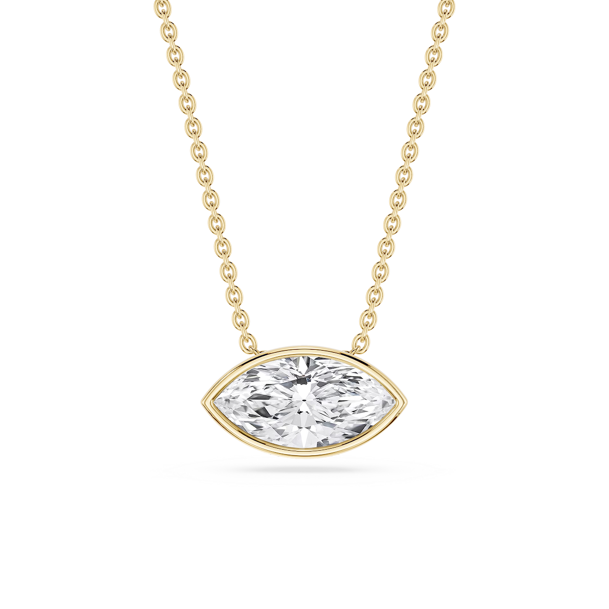 Marquise Lab Grown Diamond East West Solitaire Slide Pendant - 18 Inches