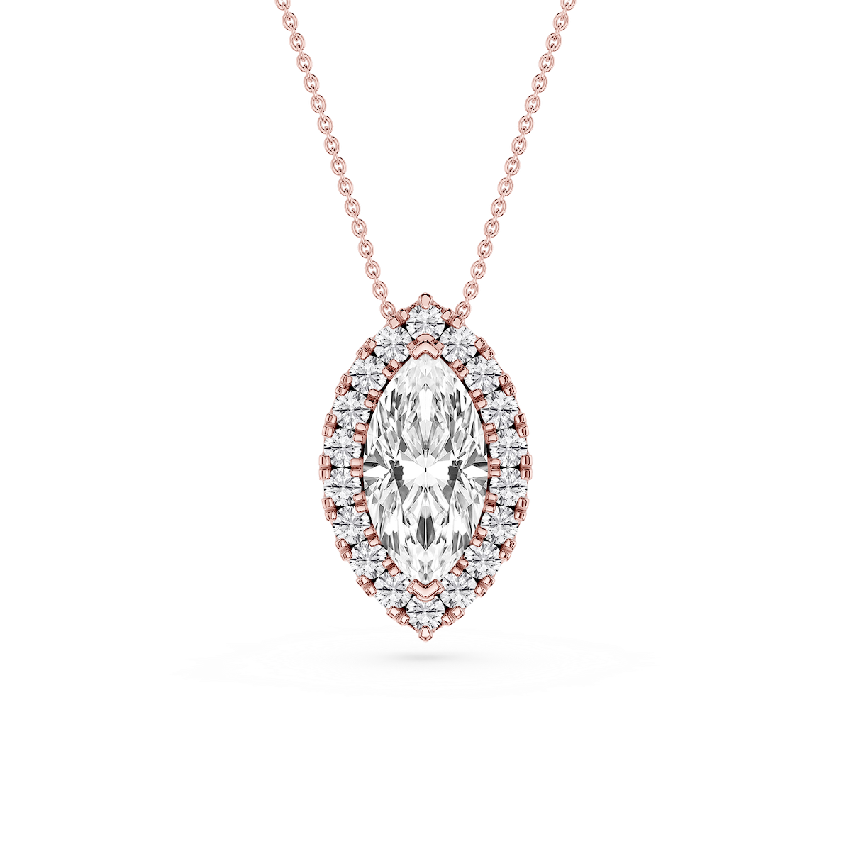 Marquise Lab Grown Diamond Halo Slide Pendant - 16 to 18 Inches