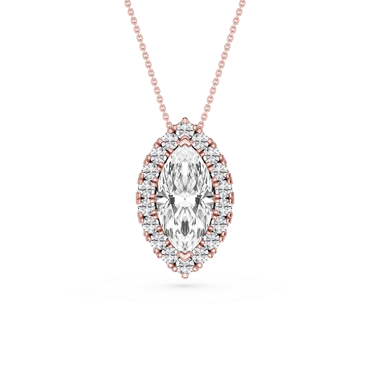 Marquise Lab Grown Diamond Halo Slide Pendant - 16 to 18 Inches