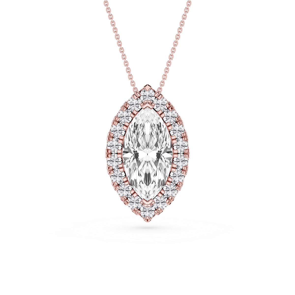 Marquise Lab Grown Diamond Halo Slide Pendant - 16 to 18 Inches