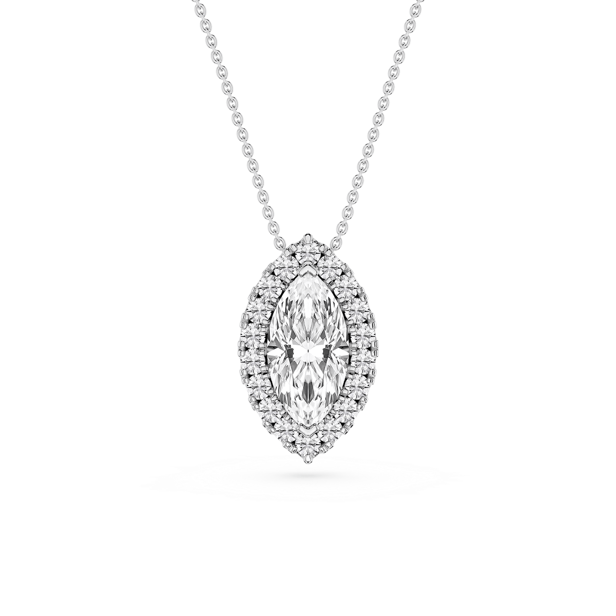 Marquise Lab Grown Diamond Halo Slide Pendant - 16 to 18 Inches