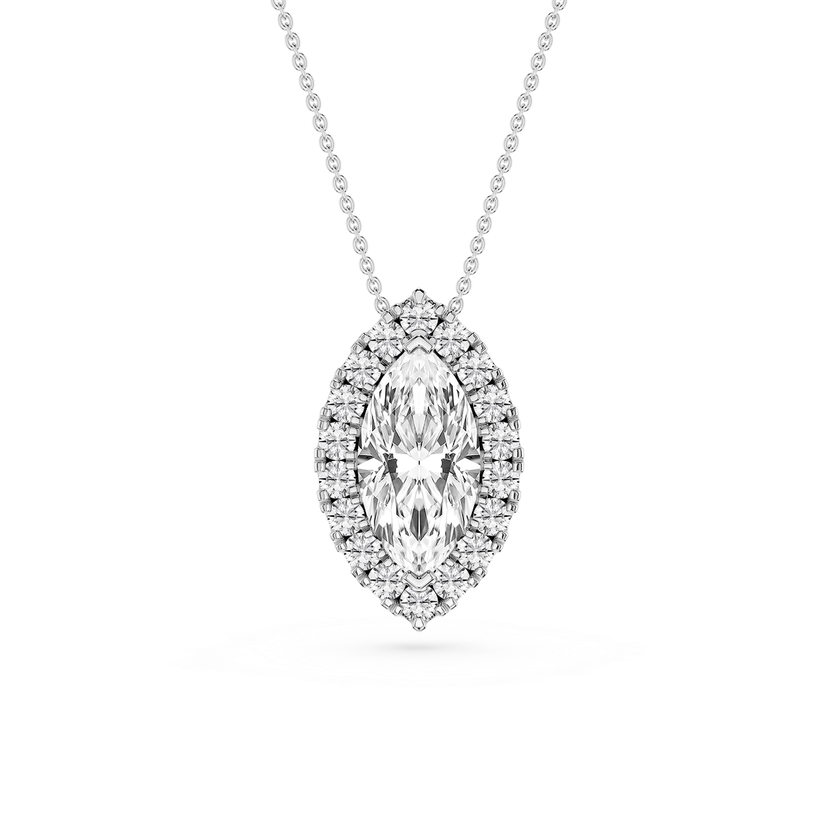 Marquise Lab Grown Diamond Halo Slide Pendant - 16 to 18 Inches