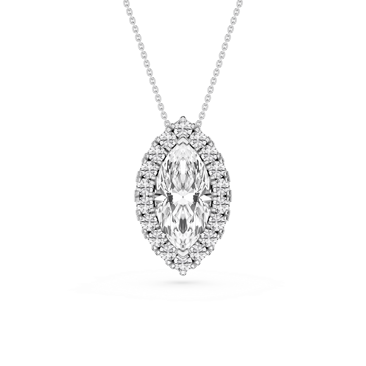 Marquise Lab Grown Diamond Halo Slide Pendant - 16 to 18 Inches