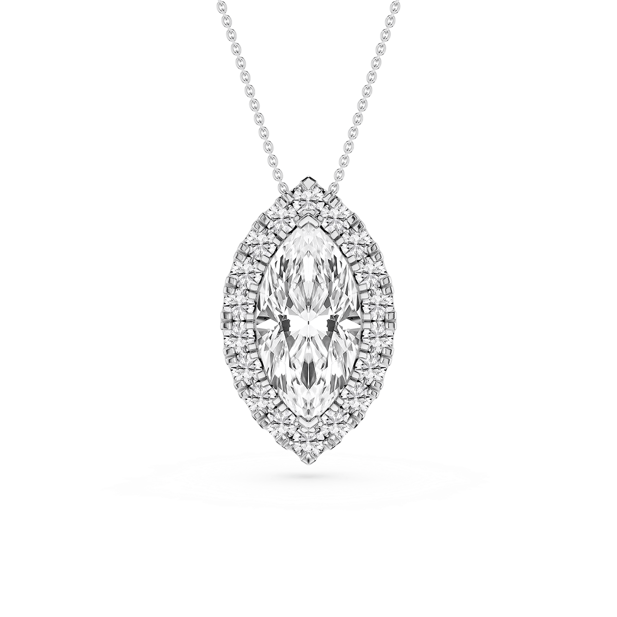 Marquise Lab Grown Diamond Halo Slide Pendant - 16 to 18 Inches