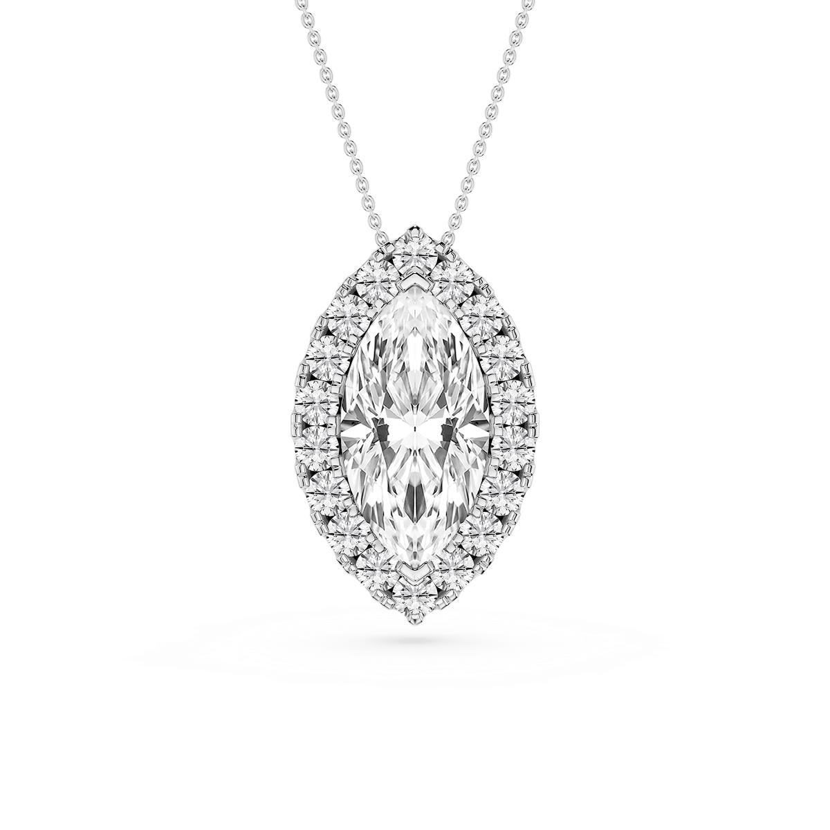 Marquise Lab Grown Diamond Halo Slide Pendant - 16 to 18 Inches