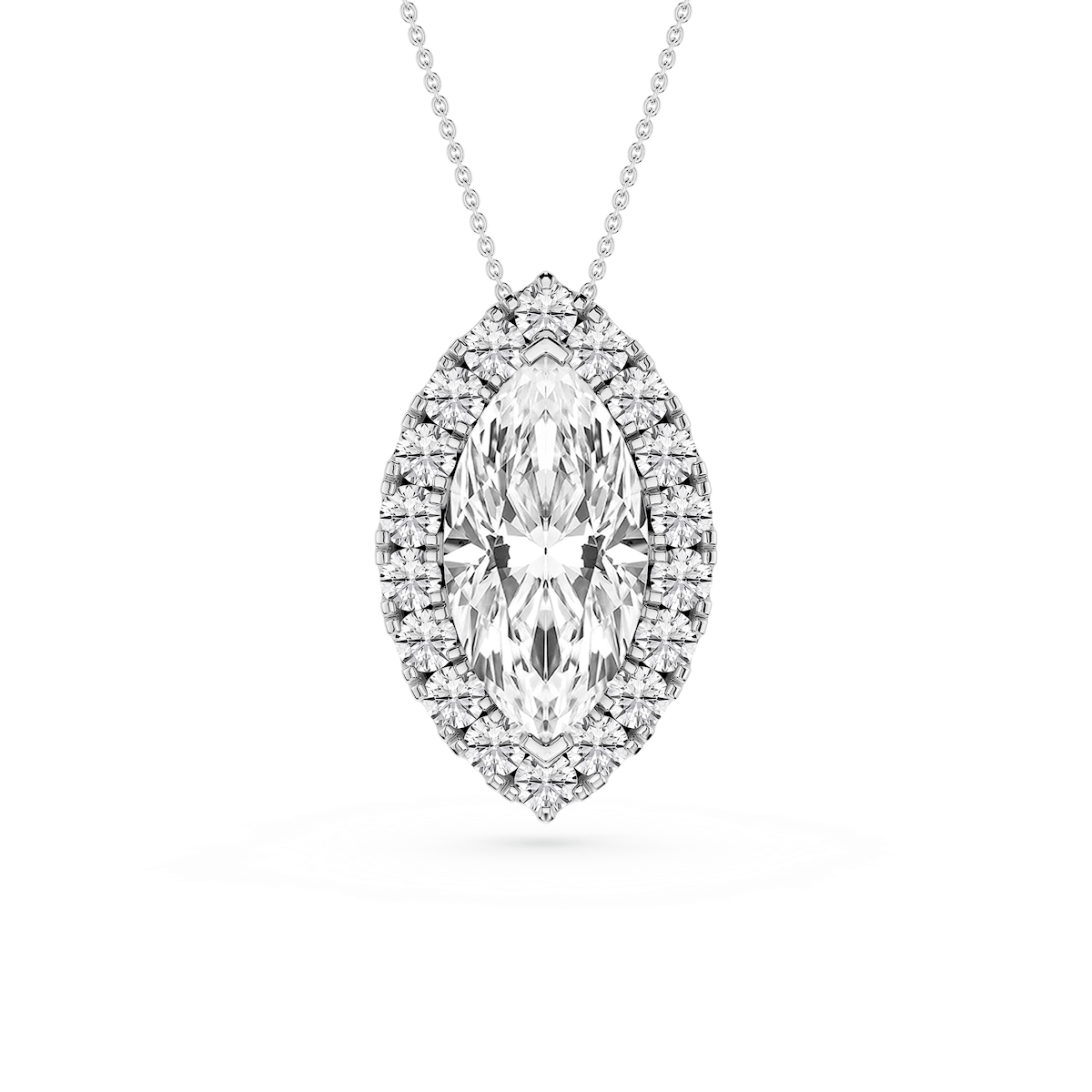 Marquise Lab Grown Diamond Halo Slide Pendant - 16 to 18 Inches