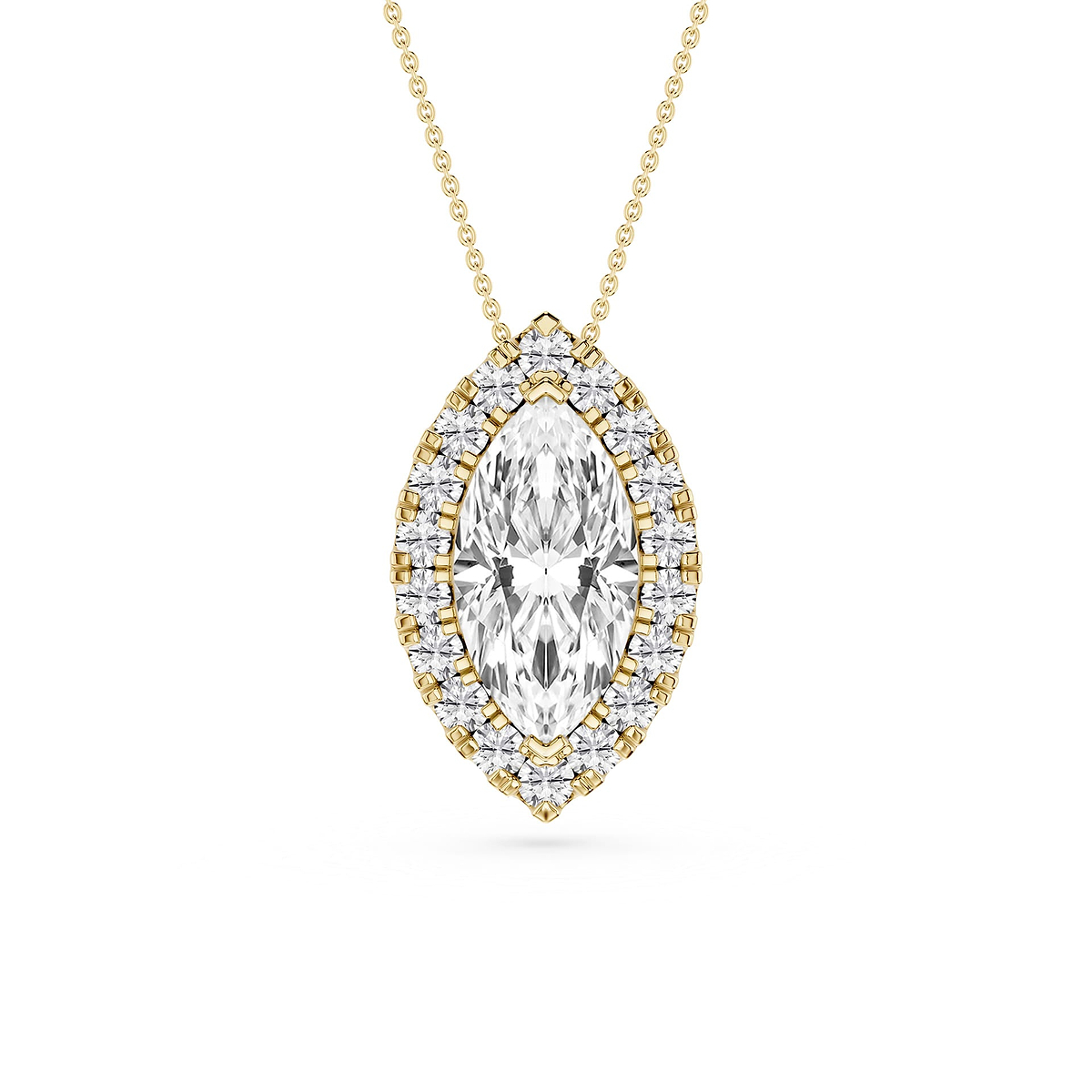 Marquise Lab Grown Diamond Halo Slide Pendant - 16 to 18 Inches