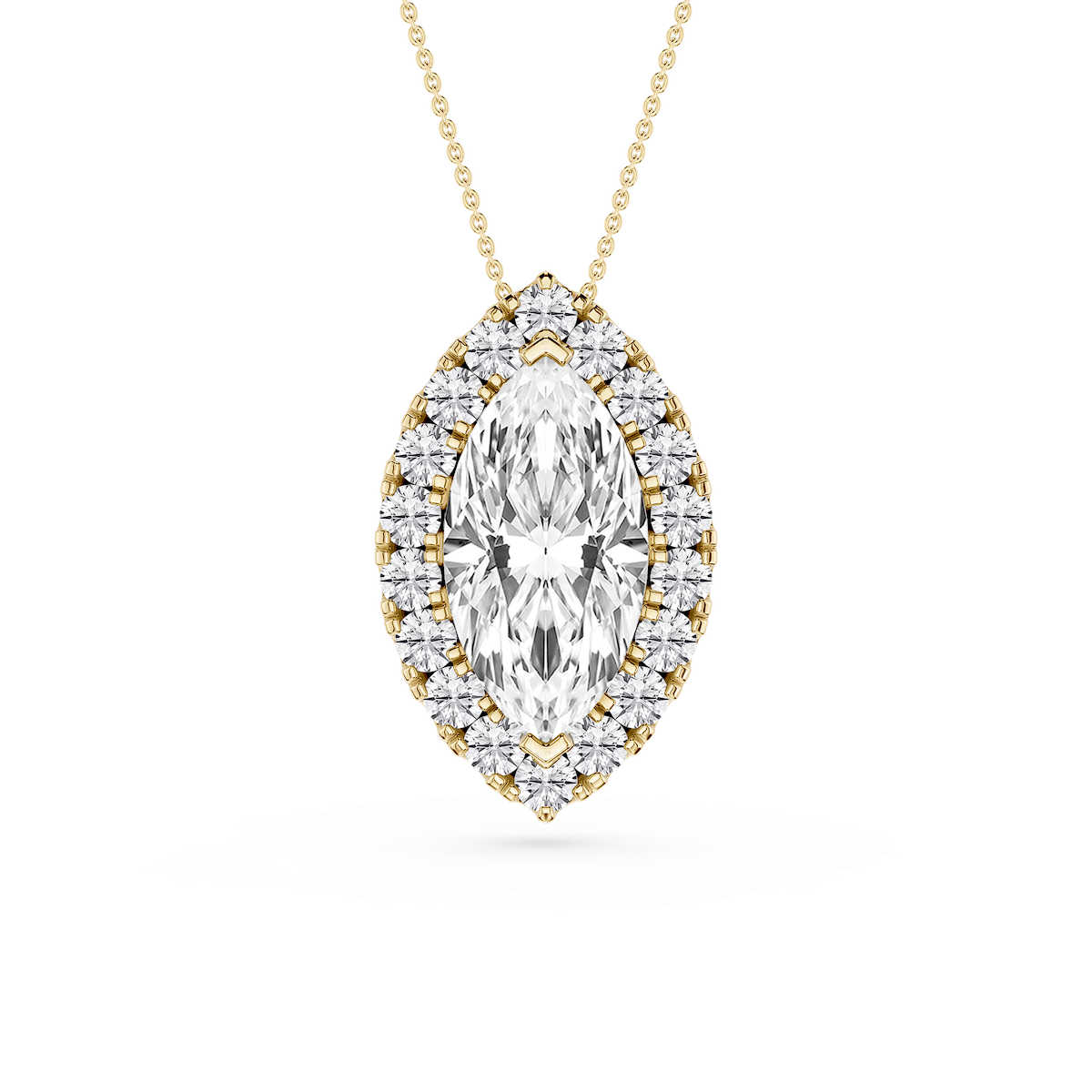 Marquise Lab Grown Diamond Halo Slide Pendant - 16 to 18 Inches