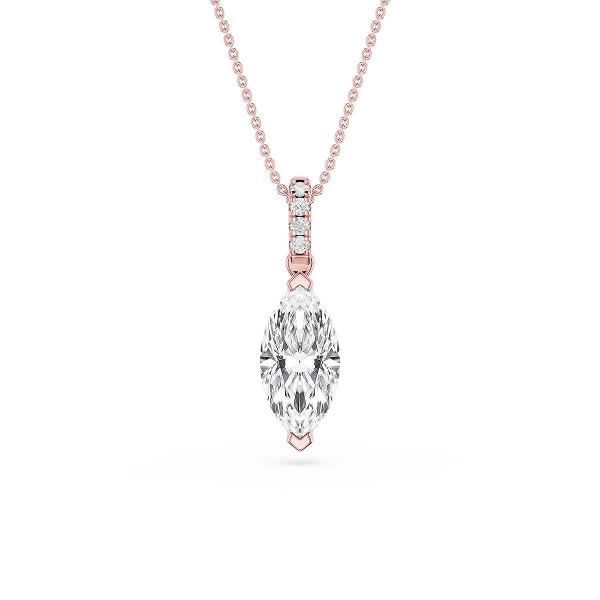 Marquise Lab Grown Diamond Hidden Halo Pendant - 16 to 18 Inches