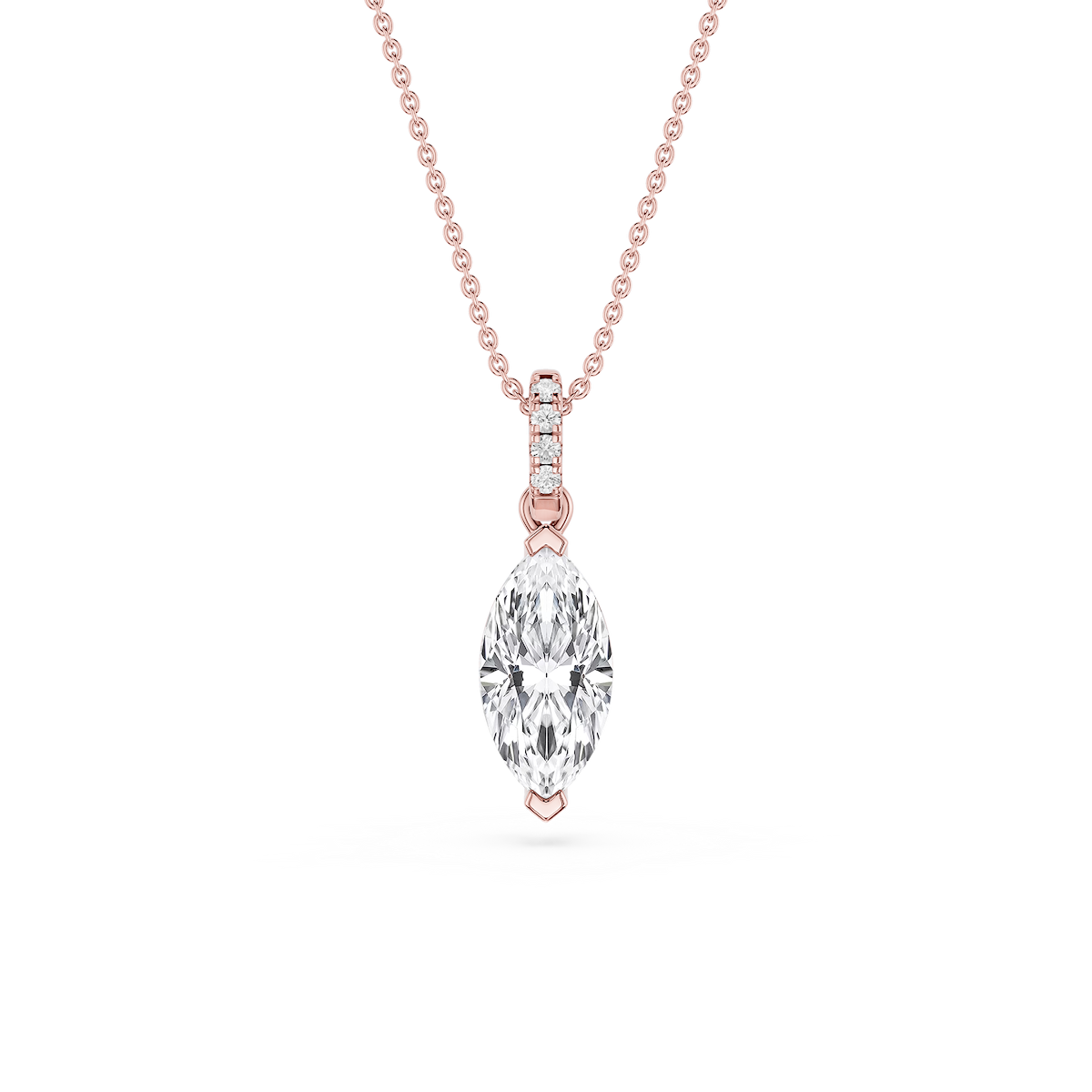Marquise Lab Grown Diamond Hidden Halo Pendant - 16 to 18 Inches