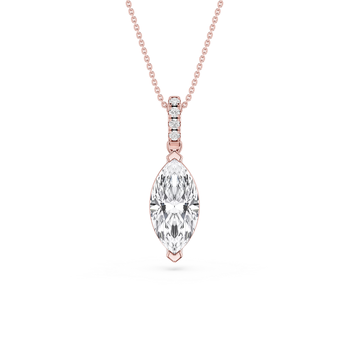 Marquise Lab Grown Diamond Hidden Halo Pendant - 16 to 18 Inches