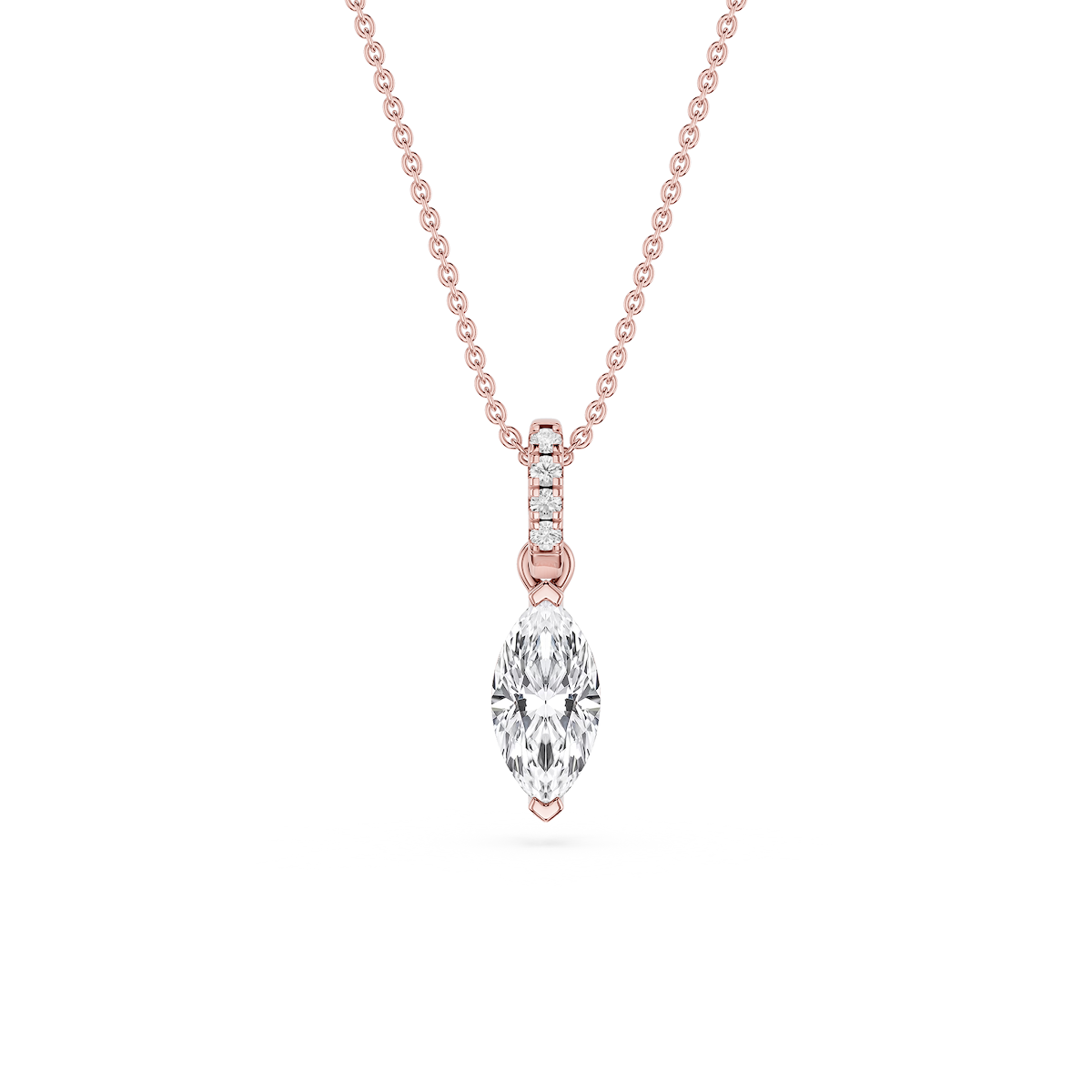 Marquise Lab Grown Diamond Hidden Halo Pendant - 16 to 18 Inches