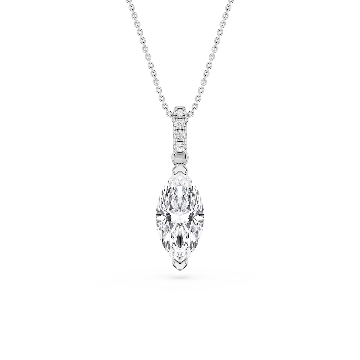 Marquise Lab Grown Diamond Hidden Halo Pendant - 16 to 18 Inches